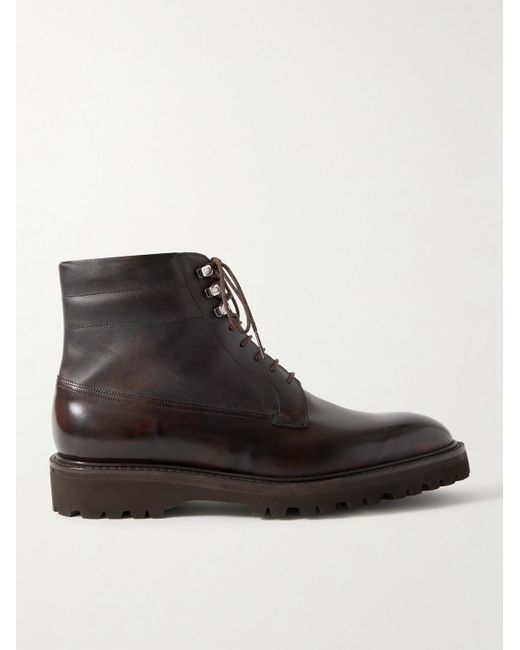John Lobb Black Alder Burnished-Leather Boots for men