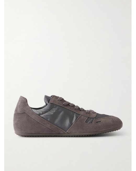 Rick Owens Gray Minimal Suede And Nylon Sneakers for men