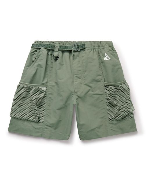 Nike Green Acg Snowgrass Straight-leg Mesh-trimmed Belted Nylon Shorts for men