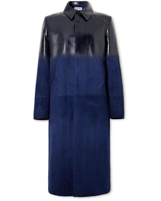 Loewe Blue Textured-leather And Suede Coat for men