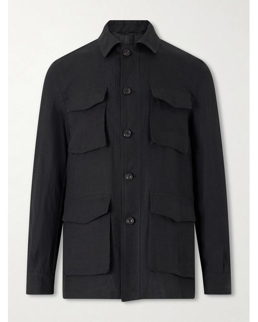 J. Mueser Black Safari Linen Jacket for men