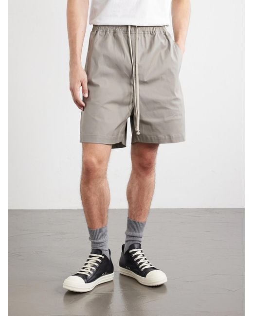 Rick Owens Gray Boxer Straight-Leg Cotton-Blend Canvas Drawstring Shorts for men