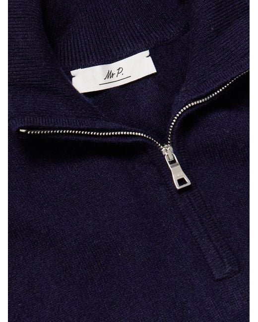 Mr P. Blue James Cashmere Half-Zip Sweater for men