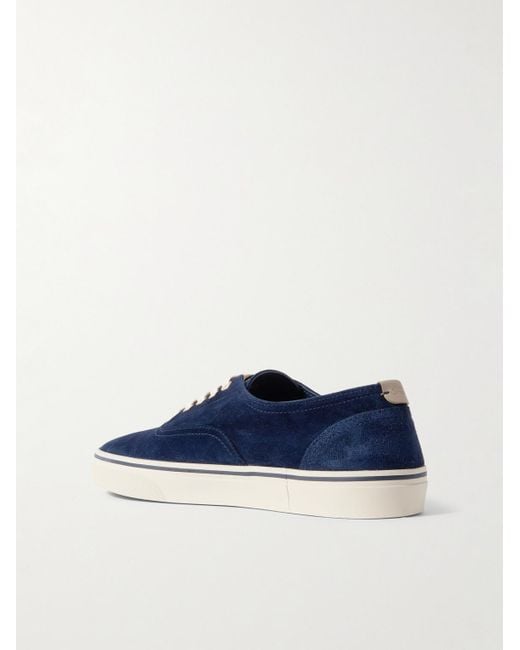 Brunello Cucinelli Blue Leather-trimmed Suede Sneakers for men
