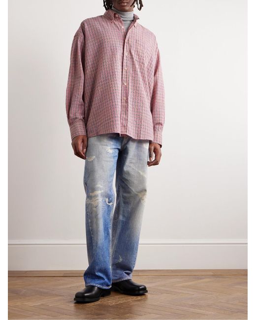 Our Legacy Pink Borrowed Button-down Collar Checked Woven Shirt for men