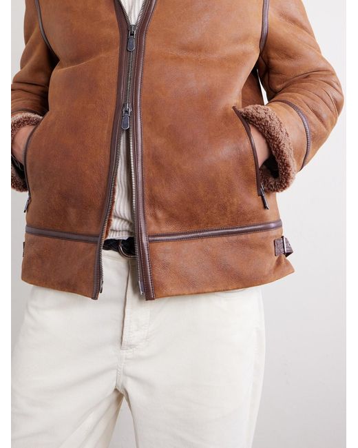 Brunello Cucinelli Brown Shearling Jacket for men
