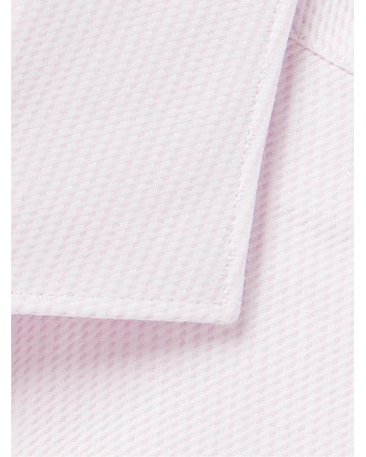 Camicia in misto cotone e lino jacquard di Canali in Pink da Uomo