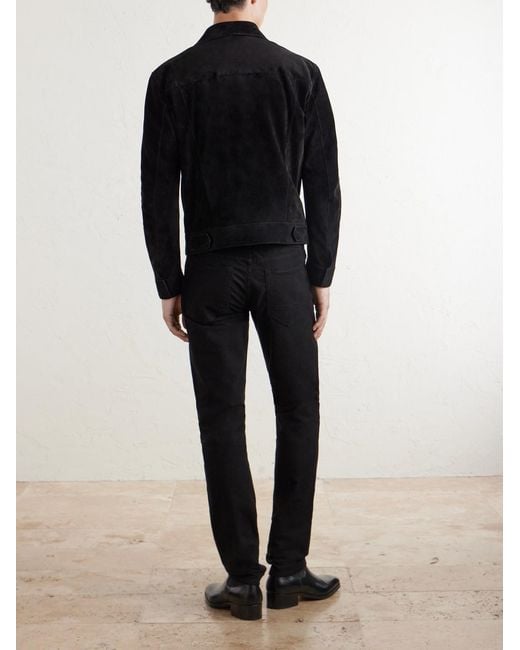 Tom Ford Blue Slim-Fit Suede Jacket for men