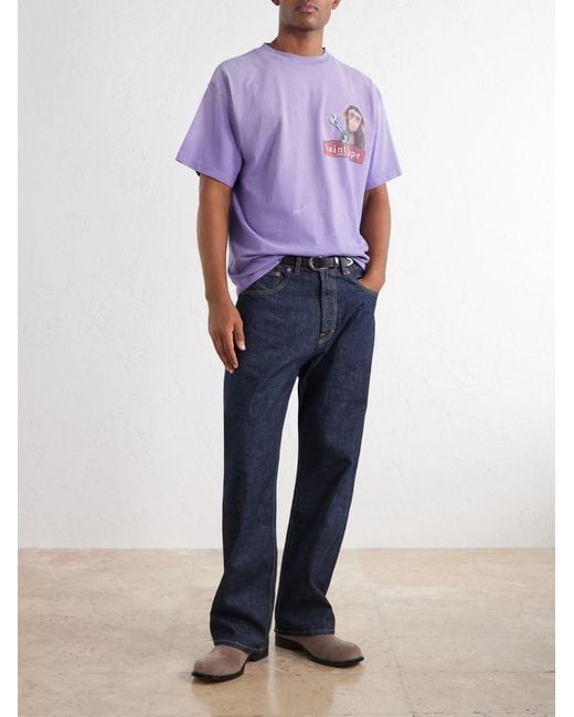 SAINT Mxxxxxx Purple Bape House Paint-Splattered Printed Cotton-Jersey T-Shirt for men