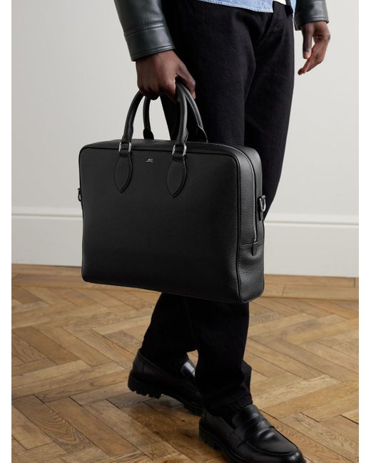 Mr P. Black Full-Grain Leather Briefcase for men
