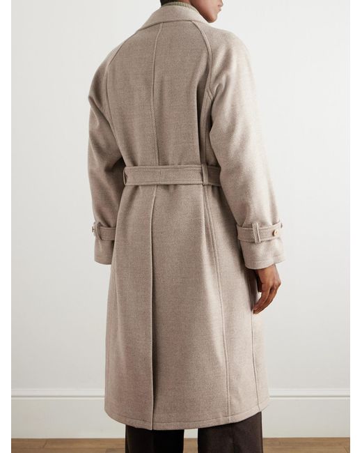 STÒFFA Natural Belted Herringbone Wool Coat for men