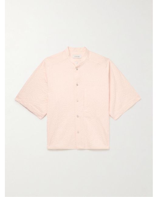 Camicia in misto cotone seersucker traforato con collo alla coreana di LE17SEPTEMBRE in Pink da Uomo