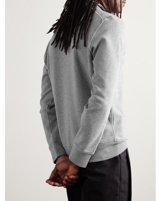 Stone Island Gray Logo-Appliquéd Garment-Dyed Cotton-Jersey Half-Zip Sweatshirt for men