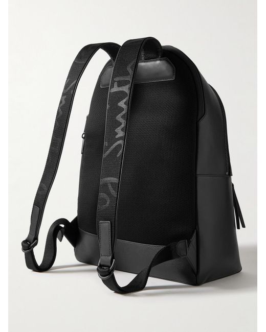 Paul Smith Black Logo-jacquard Webbing-trimmed Textured-leather Backpack for men