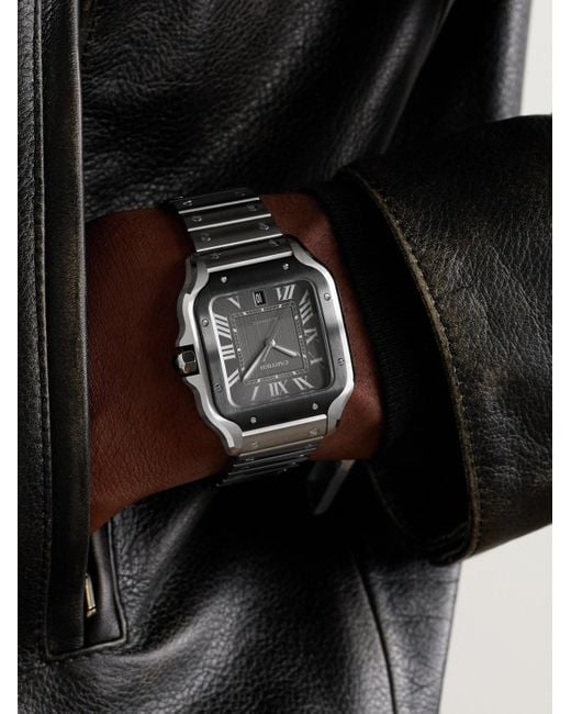 Cartier Black Santos De Automatic 39.8mm Interchangeable Steel And Rubber Watch for men