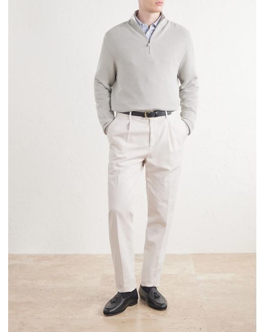 Ralph Lauren White Silk And Cotton-blend Half-zip Sweater for men