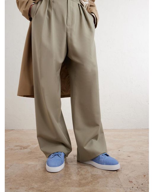 Christian Louboutin Blue Louis Junior Orlato Grosgrain-Trimmed Printed Suede Sneakers for men