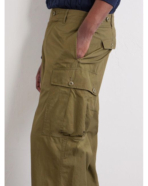Beams Plus Green Cotton-Ripstop Cargo Trousers for men