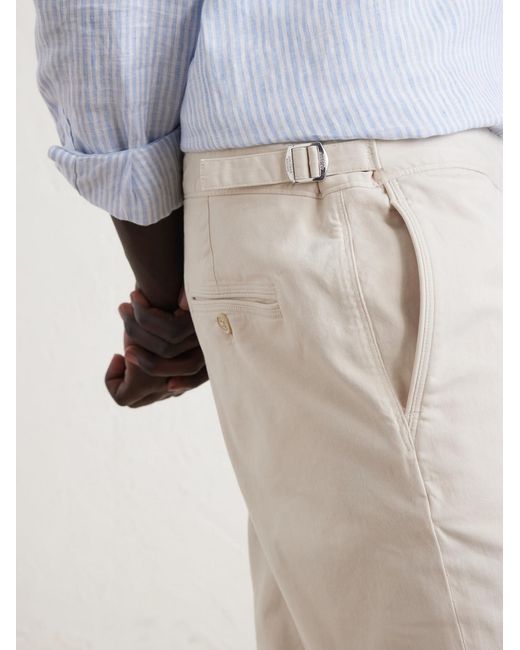 Orlebar Brown Natural Fallon Slim-fit Straight-leg Organic Cotton-blend Twill Trousers for men
