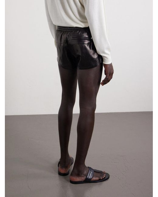 Tom Ford Black Slim-fit Leather Shorts for men