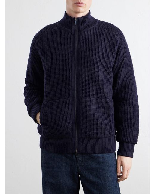 Altea Blue Padded Virgin Wool Bomber Jacket for men
