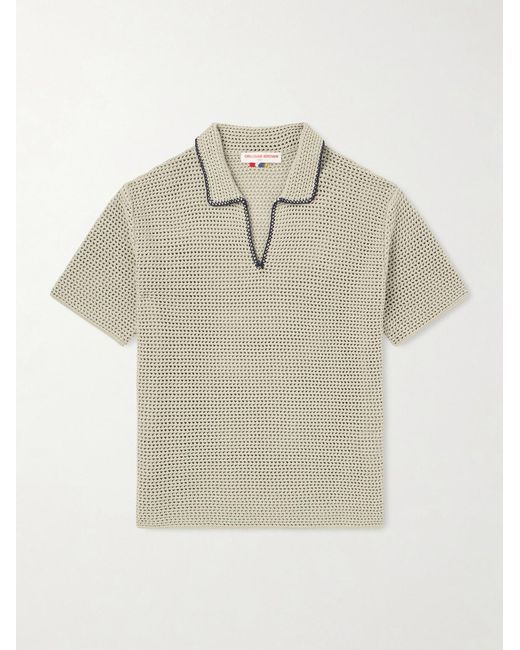 Orlebar Brown Natural Crocheted Cotton Polo Shirt for men