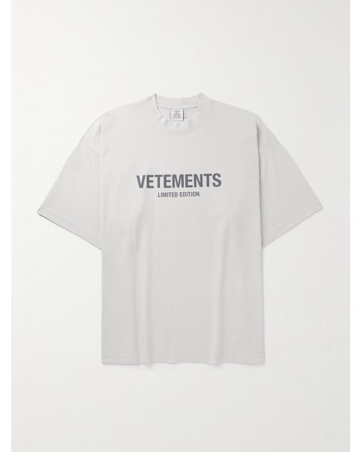 Vetements White Logo-print Cotton-jersey T-shirt for men