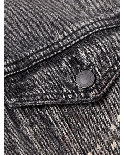 John Elliott Gray Thumper Type Iii Distressed Paint-Splattered Selvedge Denim Trucker Jacket for men