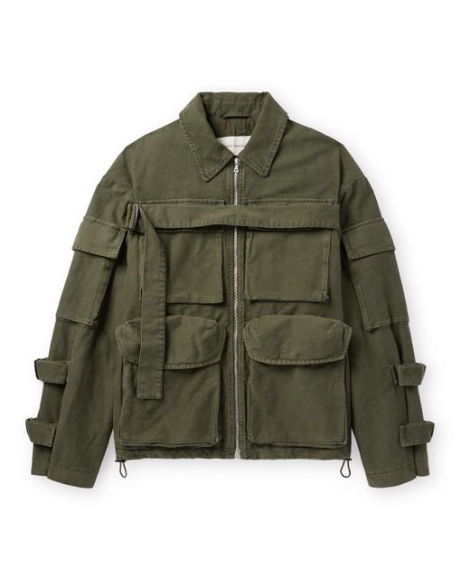 Dries Van Noten Green Garment-dyed Cotton-canvas Jacket for men