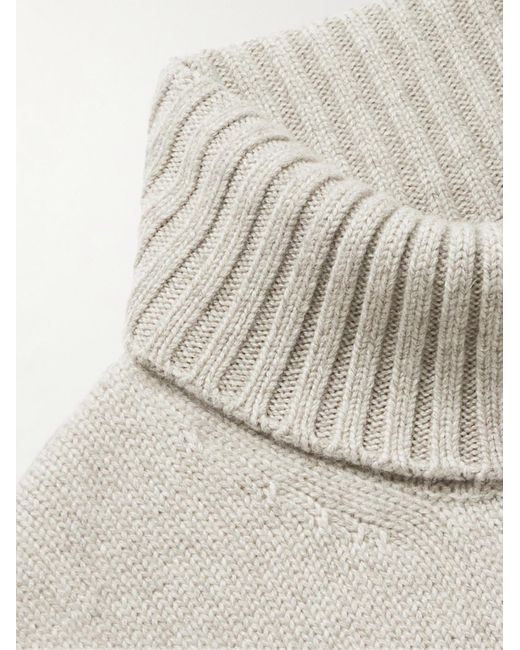 Loro Piana White Grafton Cashmere Rollneck Sweater for men