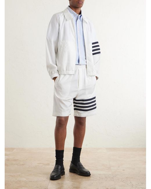 Thom Browne White Striped Ripstop Track Jacket for men
