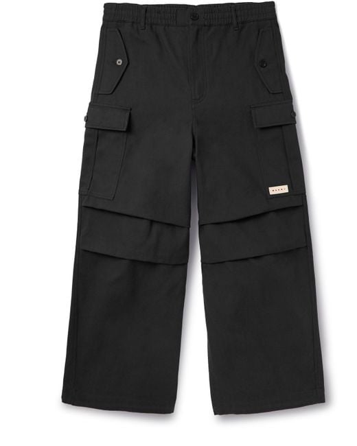 Marni Black Wide-leg Cotton-blend Gabardine Cargo Trousers for men