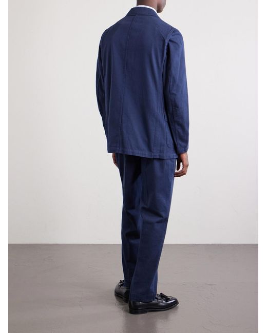Drake's Blue Games Herringbone Cotton Suit Jacket for men