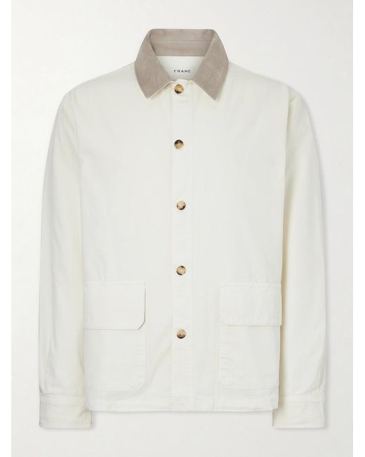 FRAME White Suede-Trimmed Cotton-Blend Jacket for men