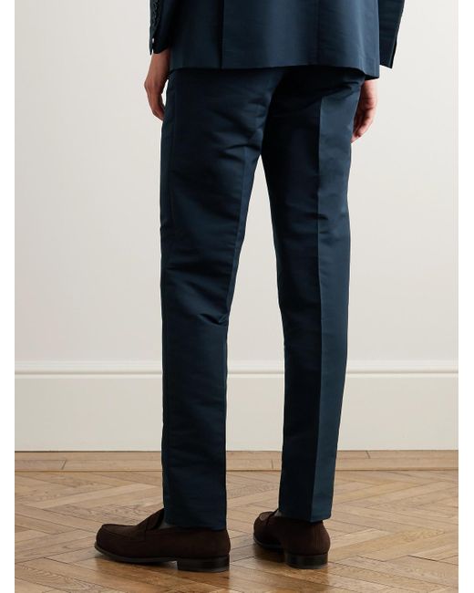 Tom Ford Blue O'connor Tapered Cotton And Silk-blend Trousers for men