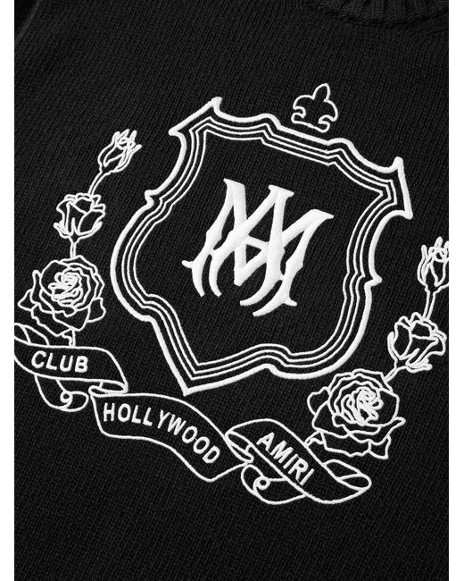 Amiri Black Logo-Embroidered Wool Sweater for men