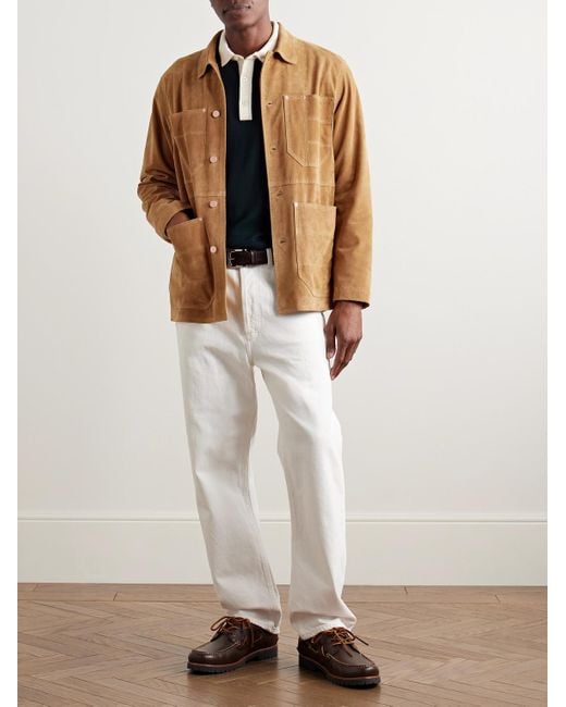 Drake's Brown Welder Suede Chore Jacket for men