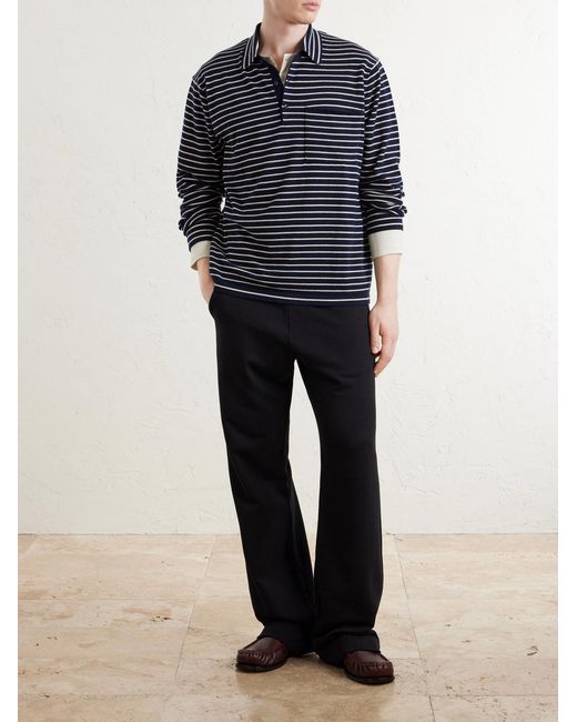 The Elder Statesman Blue Striped Cashmere Polo Shirt for men