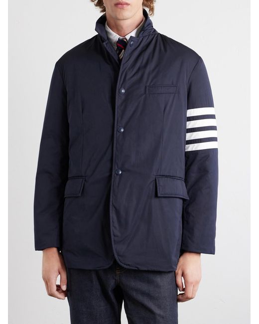 Thom Browne Blue Striped Shell Down Jacket for men