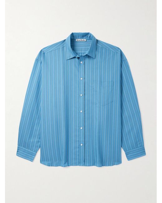Acne Blue Soffia Oversized Striped Lyocell-Blend Shirt for men