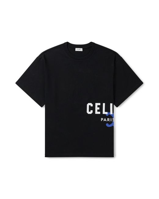 Céline Black Logo-Print Cotton-Jersey T-Shirt for men