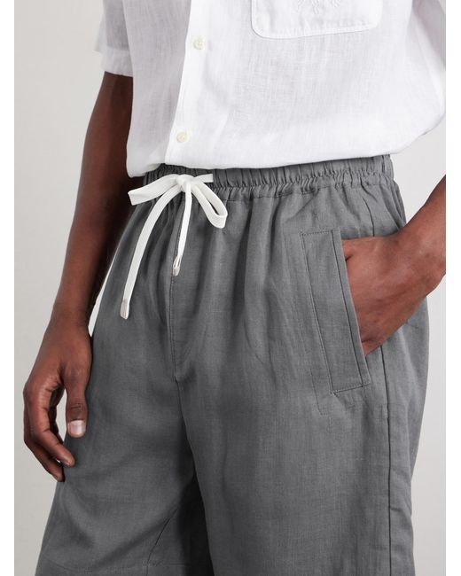 Eleventy Gray Straight-leg Linen Shorts for men
