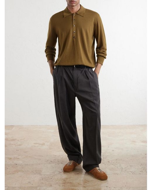 Dries Van Noten Green Muano Merino Wool Polo Shirt for men