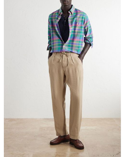 Polo Ralph Lauren Natural Straight-Leg Pleated Linen Trousers for men