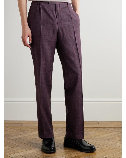Mr P. Purple Mike Straight-leg Pleated Wool for men