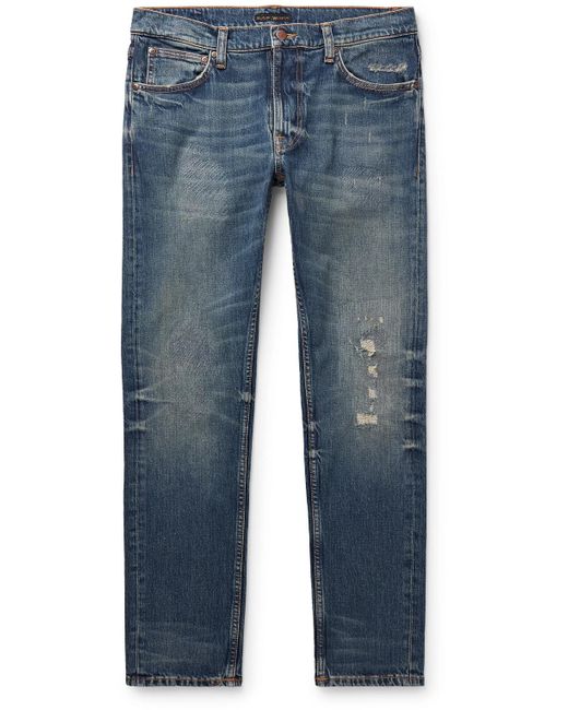 Nudie Jeans Blue Lean Dean Slim-fit Distressed Jeans for men