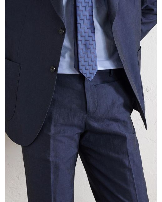 Paul Smith Blue Slim-Fit Tapered Cotton And Linen-Blend Suit Trousers for men