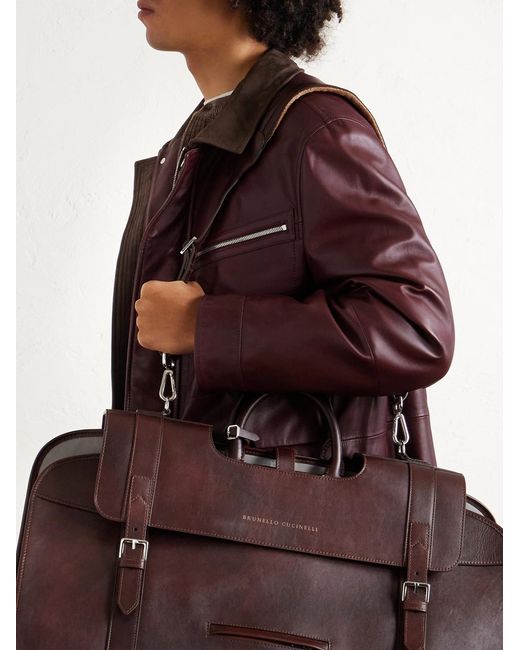 Brunello Cucinelli Brown Leather Suit Carrier for men
