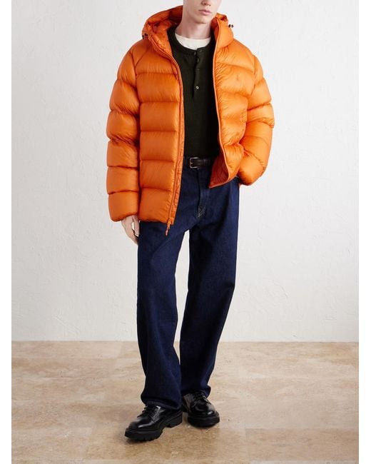 Polo Ralph Lauren Orange Hawthorne Logo-embroidered Quilted Recycled-shell Hooded Down Jacket for men