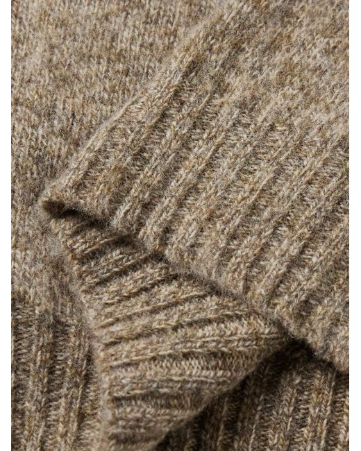 Drake's Natural Brushed Shetland Wool Sweater for men